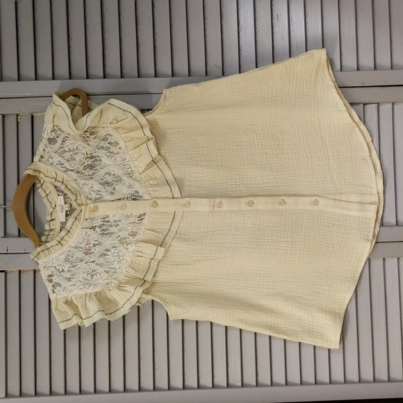 easel Tops Lace Gauze Button Front Top Poshmark